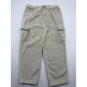 Vintage Quiksilver Corduroy Pants Mens 38 Beige Baggy Cargo Y2K Grunge